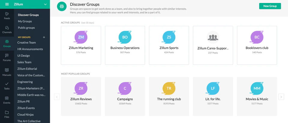 screenshot of Zoho Connect